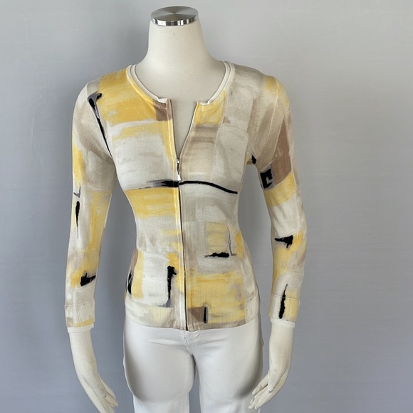 WHBM Abstract Design Zipper Cardigan Size Small - Picture 5 of 14